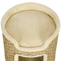 Katzenkratzbaum, Spiel- und Entspannungsbereich, Plüsch, Φ38 x 37H cm, Khaki-Beige, bis zu 5 kg