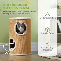Katzenbaum mit viel Platz, Plüschbezug, Sisal-Oberfläche, Φ35 x 60H cm, Braun-Beige, 10 kg