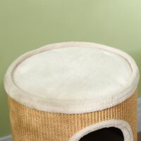 Katzenbaum mit viel Platz, Plüschbezug, Sisal-Oberfläche, Φ35 x 60H cm, Braun-Beige, 10 kg