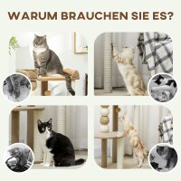 Kratzbaum mit 2 Etagen, Spielball, Kratzstämmen, Kratzkugeln, bis 7 kg, 56 x 54 x 86 cm, Braun
