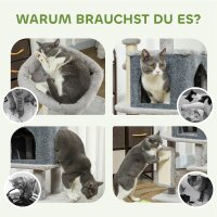 Kratzbaum 104 cm Katzenbaum mit Katzenhöhle Bett Sisal-Kratzsäulen Kratzbrett Plüschbälle für Katzen bis 5 kg Hellgrau