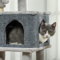Kratzbaum 104 cm Katzenbaum mit Katzenhöhle Bett Sisal-Kratzsäulen Kratzbrett Plüschbälle für Katzen bis 5 kg Hellgrau