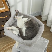 Kratzbaum 104 cm Katzenbaum mit Katzenhöhle Bett Sisal-Kratzsäulen Kratzbrett Plüschbälle für Katzen bis 5 kg Hellgrau