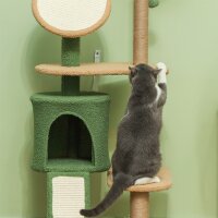 Kratzbaum, 139 cm Katzenbaum mit Höhle, Spielbällen, Sisal-Kratzpfosten und Plattformen, für zwei Katzen, Grün