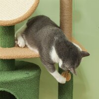 Kratzbaum, 139 cm Katzenbaum mit Höhle, Spielbällen, Sisal-Kratzpfosten und Plattformen, für zwei Katzen, Grün