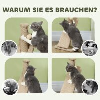 Kratzbaum mit Kratzbrett, Spielball, Noppenstruktur/Sisal, 54 cm, Hellbraun