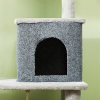 132 cm Katzenbaum mit Kratzpfosten, Bett, Haus, Sprungplattformen, Pflegebürste, Hellgrau