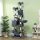 Kratzbaum 206 cm Katzenturm mit Höhle, 2 Spielballen, Sisalstämme, Plattform für große Katzen, Dunkelgrau
