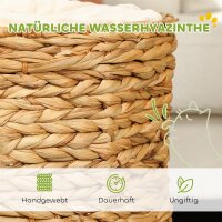 Kratztonne, 50 cm, 2 Höhlen, Kissen, Kratzbaum mit Katzenbett, Katzenturm aus Wasserhyazinthe, Hellbraun