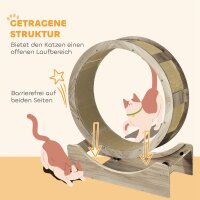 Katzenlaufrad, Laufrad für Katzen, 91 cm, mit Bremse, Kratzmatte, Katzenrad für gesunde Bewegung, Walnuss