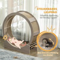 Katzenlaufrad, Laufrad für Katzen, 91 cm, mit Bremse, Kratzmatte, Katzenrad für gesunde Bewegung, Walnuss
