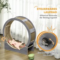Katzenlaufrad, Laufrad für Katzen, 91 cm, mit Bremse, Kratzmatte, Katzenrad für gesunde Bewegung, Walnuss