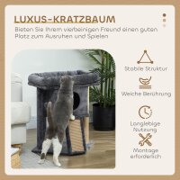 Kratzbaum mit Jute-Kratzmatte, Liegeplattform, Spielball, Katzenhaus, Beige, 40 x 40 x 57 cm