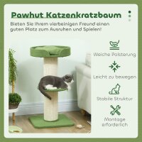 Katzenbaum 91cm Spielbaum mit Katzenbett, Plattform Lammwolle Grün