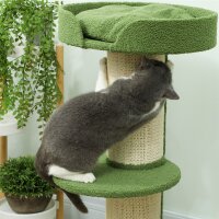 Katzenbaum 91cm Spielbaum mit Katzenbett, Plattform Lammwolle Grün