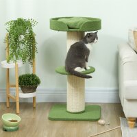 Katzenbaum 91cm Spielbaum mit Katzenbett, Plattform Lammwolle Grün