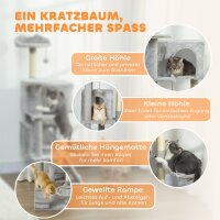 140 cm Katzenkratzbaum, mehrere Ebenen, Sisal-Kratzpfosten, Höhlen, Plüsch-Plattformen, Hängematte, Leiter, Spielbälle
