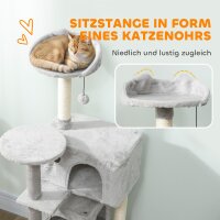 140 cm Katzenkratzbaum, mehrere Ebenen, Sisal-Kratzpfosten, Höhlen, Plüsch-Plattformen, Hängematte, Leiter, Spielbälle