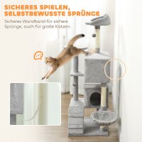 160 cm Katzenkratzbaum, mehrere Ebenen, Sisal-Kratzpfosten, Höhlen, Plüsch-Plattformen, Hängematte, Leiter, Spielbälle