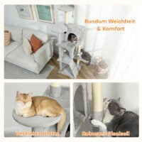160 cm Katzenkratzbaum, mehrere Ebenen, Sisal-Kratzpfosten, Höhlen, Plüsch-Plattformen, Hängematte, Leiter, Spielbälle