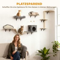 Wandmontiertes Kratzbaum-Set, Sisalkratzflächen, 4 Teile, für 1-3 Katzen, Beige