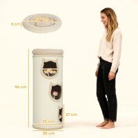 Katzenkratzfass, 96 cm, 4-Ebenen-Katzenturm mit waschbarem Bett, 3 Schlafhöhlen, Hängespielzeug, für mehrere Katzen Grau