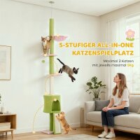 Katzenbaum, Höhle, Hängematte, verstellbare Höhe, Kratzbaum mit Stoffbezug, Grün