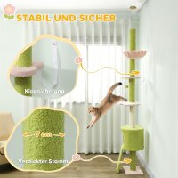 Katzenbaum, Höhle, Hängematte, verstellbare Höhe, Kratzbaum mit Stoffbezug, Grün