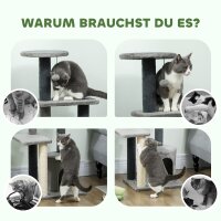 Kratzbaum 103 cm Katzenbaum mit Katzenhöhle, Plattformen, Sisal-Kratzsäulen, Plüschball für Katzen bis 5 kg, Grau