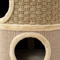 Kratztonne, 79 cm hoch, Ø45 cm, dreistöckige Katzentonne mit Sisalseil, Katzenhöhle, für große Katzen, Khaki+Braun