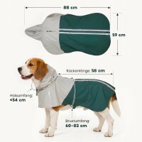 Hunderegenmantel, Wasserdichte & Atmungsaktive verstellbares Regenjacke mit reflektierenden Streifen Leinenöffnung Grün