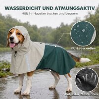 Hunderegenmantel, Wasserdichte & Atmungsaktive verstellbares Regenjacke mit reflektierenden Streifen Leinenöffnung Grün