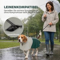 Hunderegenmantel, Wasserdichte & Atmungsaktive verstellbares Regenjacke mit reflektierenden Streifen Leinenöffnung Grün