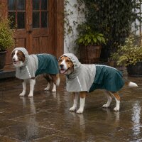 Hunderegenmantel, Wasserdichte & Atmungsaktive verstellbares Regenjacke mit reflektierenden Streifen Leinenöffnung Grün