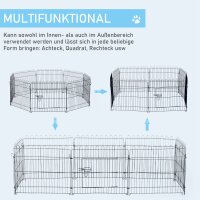 Welpenlaufstall 8-TLG Welpenauslauf mit 8 Gitterplatten Tür Schutzplane Freilaufgehege 61cm hoch Welpengitter Laufstall für Haustiere Hund Katze Welpe Laufgitter für drinnen und draußen