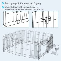 Welpenlaufstall 8-TLG Welpenauslauf mit 8 Gitterplatten Tür Schutzplane Freilaufgehege 61cm hoch Welpengitter Laufstall für Haustiere Hund Katze Welpe Laufgitter für drinnen und draußen