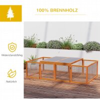 Hasenstall Kaninchenstall aus Holz Winterfest Kaninchenkäfig mit aufklappbar Dach 181x100x48 cm Kleintierstall Hasenkäfig für Kleintiere Kaninchen Meerschweinchen Indoor Outdoor Natur