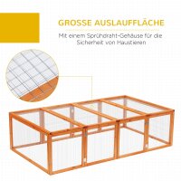 Hasenstall Kaninchenstall aus Holz Winterfest Kaninchenkäfig mit aufklappbar Dach 181x100x48 cm Kleintierstall Hasenkäfig für Kleintiere Kaninchen Meerschweinchen Indoor Outdoor Natur