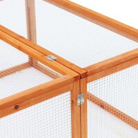 Hasenstall Kaninchenstall aus Holz Winterfest Kaninchenkäfig mit aufklappbar Dach 181x100x48 cm Kleintierstall Hasenkäfig für Kleintiere Kaninchen Meerschweinchen Indoor Outdoor Natur