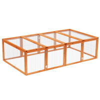 Hasenstall Kaninchenstall aus Holz Winterfest Kaninchenkäfig mit aufklappbar Dach 181x100x48 cm Kleintierstall Hasenkäfig für Kleintiere Kaninchen Meerschweinchen Indoor Outdoor Natur