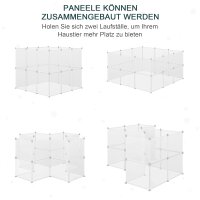 Freilaufgehege Laufgitter DIY Freigehege Gittergehege Absperrgitter Kleine Haustiere Laufstall für Innen 12 Platten Weiß Metall PP-Harz 105 x 105 x 45 cm