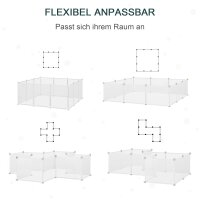 Freilaufgehege Laufgitter DIY Freigehege Gittergehege Absperrgitter Kleine Haustiere Laufstall für Innen 12 Platten Weiß Metall PP-Harz 105 x 105 x 45 cm