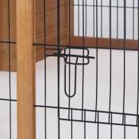 Kleintierstall mit Freigehege, aufklappbares Dach, wetterbeständig, 123 cm x 120 cm x 52 cm, Braun