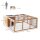Kleintierstall mit Freigehege, aufklappbares Dach, wetterbeständig, 123 cm x 120 cm x 52 cm, Braun