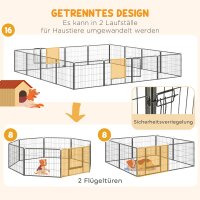 Welpenlaufstall 16-TLG Welpenauslauf mit 16 Gitterplatten Tür flexibel Schutzplane 60cm hoch Welpengitter Laufstall für Haustiere Hund Katze Welpe Laufgitter für drinnen und draußen