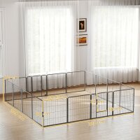 Welpenlaufstall, 16-teilig Welpenauslauf faltbar mit Tür für kleine, mittlere Hunde, 3,2 x 3,2 x 0,8 m, Grau