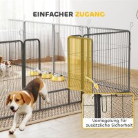 Welpenlaufstall, 16-teilig Welpenauslauf faltbar mit Tür für kleine, mittlere Hunde, 3,2 x 3,2 x 0,8 m, Grau
