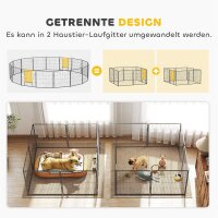 Welpenlaufstall, 16-teilig Welpenauslauf faltbar mit Tür für kleine, mittlere Hunde, 3,2 x 3,2 x 0,8 m, Grau