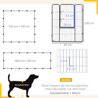 Welpenauslauf, modulares Design, 16 Elemente, 2 Türen, wetterfest, Stahl, 3,2 x 3,2 x 1 m, grau