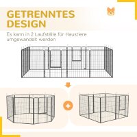 Welpenauslauf, modulares Design, 16 Elemente, 2 Türen, wetterfest, Stahl, 3,2 x 3,2 x 1 m, grau